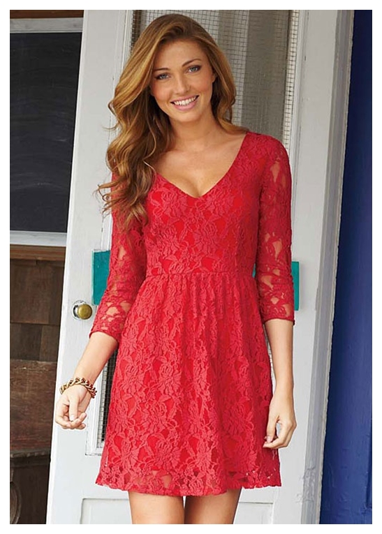 Shania Lace Red Dress.